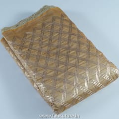 Beige Color Chanderi Embroidered Fabric