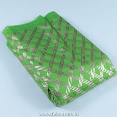 Green Color Chanderi Embroidered Fabric