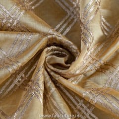 Beige Color Chanderi Embroidered Fabric