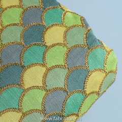 Multi Poly Dupion Embroidered Fabric