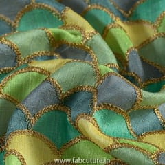 Multi Poly Dupion Embroidered Fabric