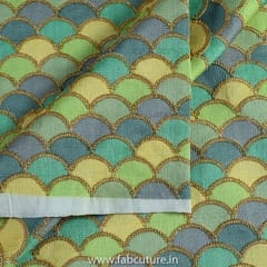 Multi Poly Dupion Embroidered Fabric