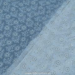 White Dyeble Georgette Lakhnavi Embroidery (1.25 Meter Cut Piece)