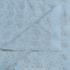White Dyeble Georgette Lakhnavi Embroidery (1.25 Meter Cut Piece)