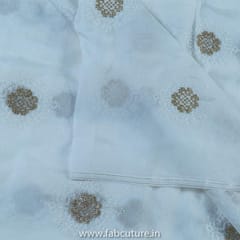 White Dyeable Organza Embroidered Fabric