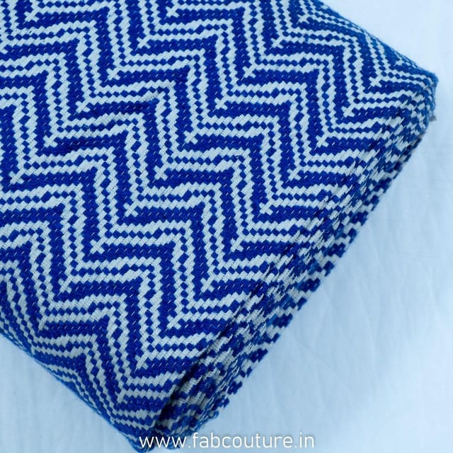 Blue Chevron Jacquard Fabric