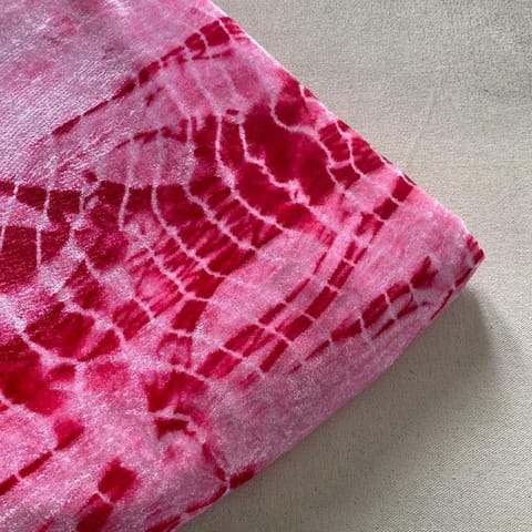 Pink And Magenta Velvet Tie and Dye fabric