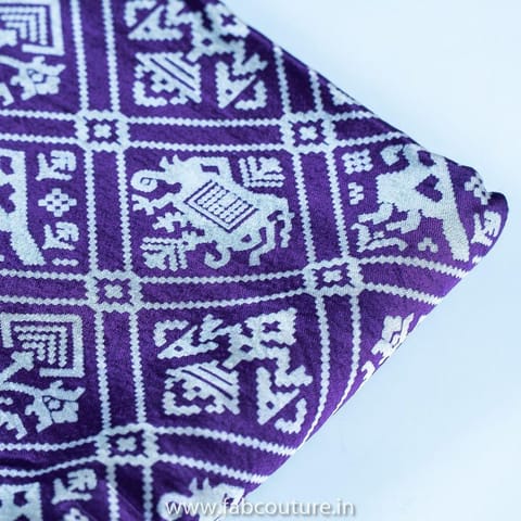 Purple Color Mashru Silk Ajrakh Print (1 Meter Cut Piece)