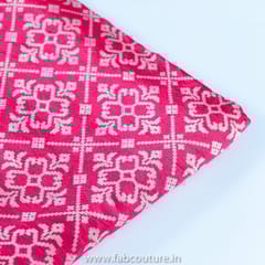Rani Color Mashru Silk Ajrakh Printed Fabric