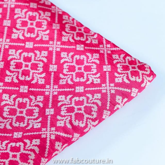 Rani Color Mashru Silk Ajrakh Printed Fabric