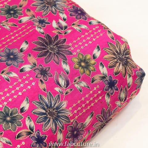 Rani Upada Print N Embroidered Fabric