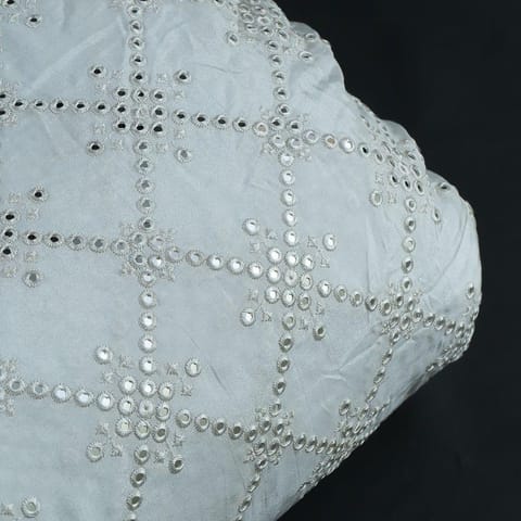 White Dyeable Upada Faux Mirror Embroidered Fabric