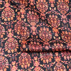 Black Korian Satin Silk Digital Printed Fabric