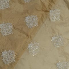 Mustard Color Chanderi Thread Embroidered Fabric