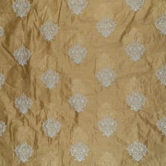 Mustard Color Chanderi Thread Embroidered Fabric