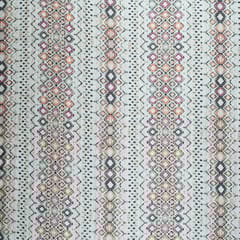 Cream Korian Satin Silk Digital Printed Fabric