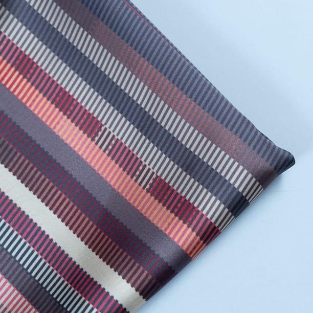 Multicolor Korian Satin Silk Digital Printed Fabric (1Meter Piece)