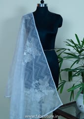 White Dyeble Organza Embroidered Dupatta