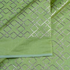 Mint Green Color Chanderi Gota Embroidered Fabric