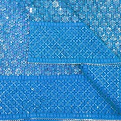 White Dyeable Net Sequins & Faux Mirror Embroidered Fabric