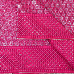 White Dyeable Net Sequins & Faux Mirror Embroidered Fabric
