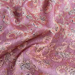 Gajree Color Chanderi Zari Digital Printed Fabric