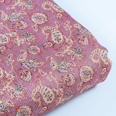 Gajree Color Chanderi Zari Digital Printed Fabric