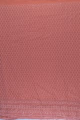 Peach Color Georgette Chikan Embroidered Fabric