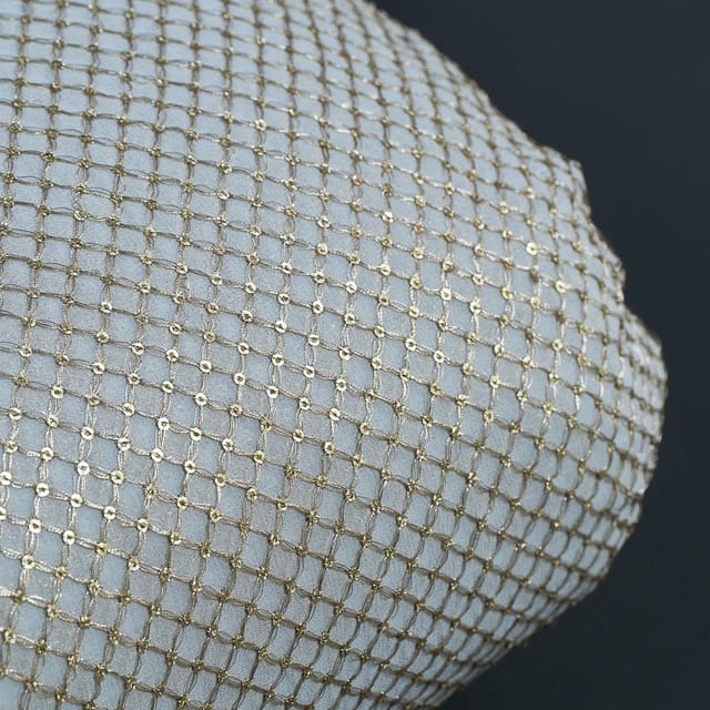 White Dyeable Georgette Sequins Embroidered Fabric