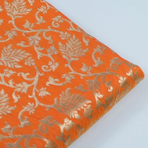 Orange Color Silk Jacquard fabric