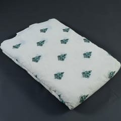 Green Color Cotton Embroidered Fabric