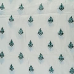 Green Color Cotton Embroidered Fabric