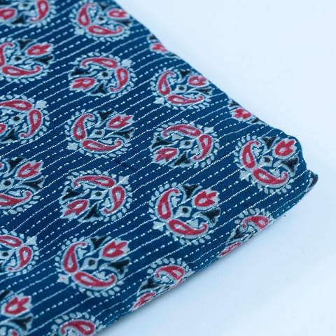 Blue Color Kantha Dobbi Ajarakh Print