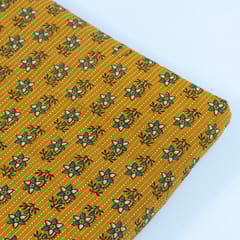 Mustard Color Kantha Dobbi Ajarakh Printed Fabric