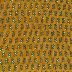 Mustard Color Kantha Dobbi Ajarakh Printed Fabric