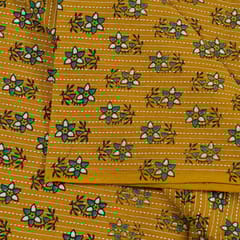 Mustard Color Kantha Dobbi Ajarakh Printed Fabric