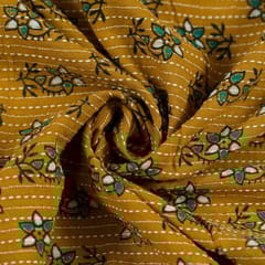 Mustard Color Kantha Dobbi Ajarakh Printed Fabric