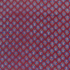Red Color Kantha Dobbi Ajarakh Printed Fabric