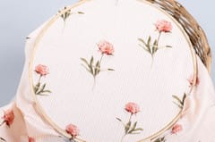 Peach Color soft cotton print fabric with flowers