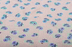 Blonde with small blue sunflowers Glazed Cotton Jacquard Fabric