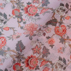 Peach Color Kota Digital Printed Fabric