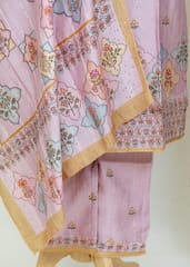 Mauve Color Muslin Printed Kurta And Pant With Printed Dupatta