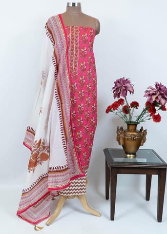 Cotton Printed Suit With Printed Cotton Dupatta And Printed Cotton Bottom