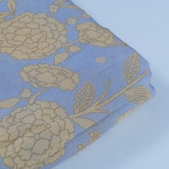 Sky Blue Pure Chinon Chiffon Digital Printed Fabric