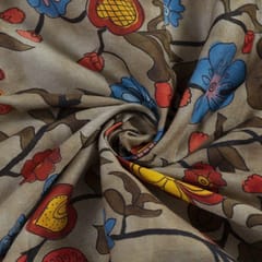 Beige Color Glace Cotton Digital Printed Fabric