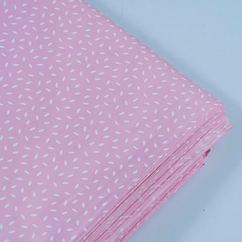 Pink Color Glace Cotton Printed Fabric(60Cm Piece)