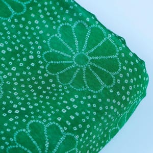Green Color Chinon Chiffon Bandhni Printed Fabric