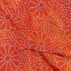 Orange Color Chinon Chiffon Bandhni Printed Fabric