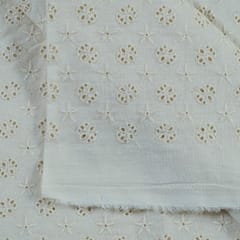 Off White Dyeable Cotton Chikan fabric