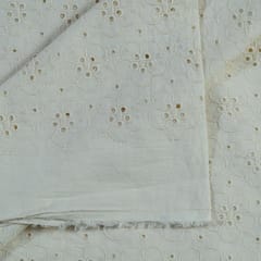 Off White Dyeable Cotton Chikan fabric